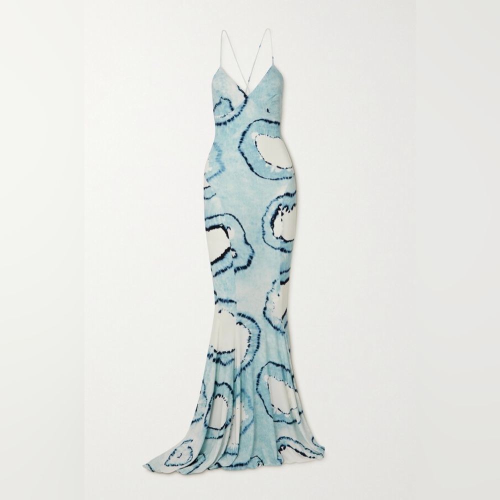 Norma Kamali Tie-dyed Stretch-jersey Gown - Blue